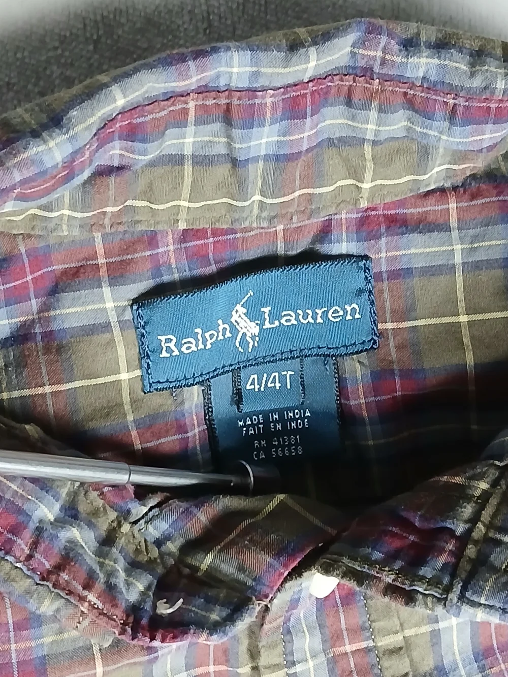 Ralph Lauren Button Up Long Sleeve Shirt Kids 4/4T Plaid